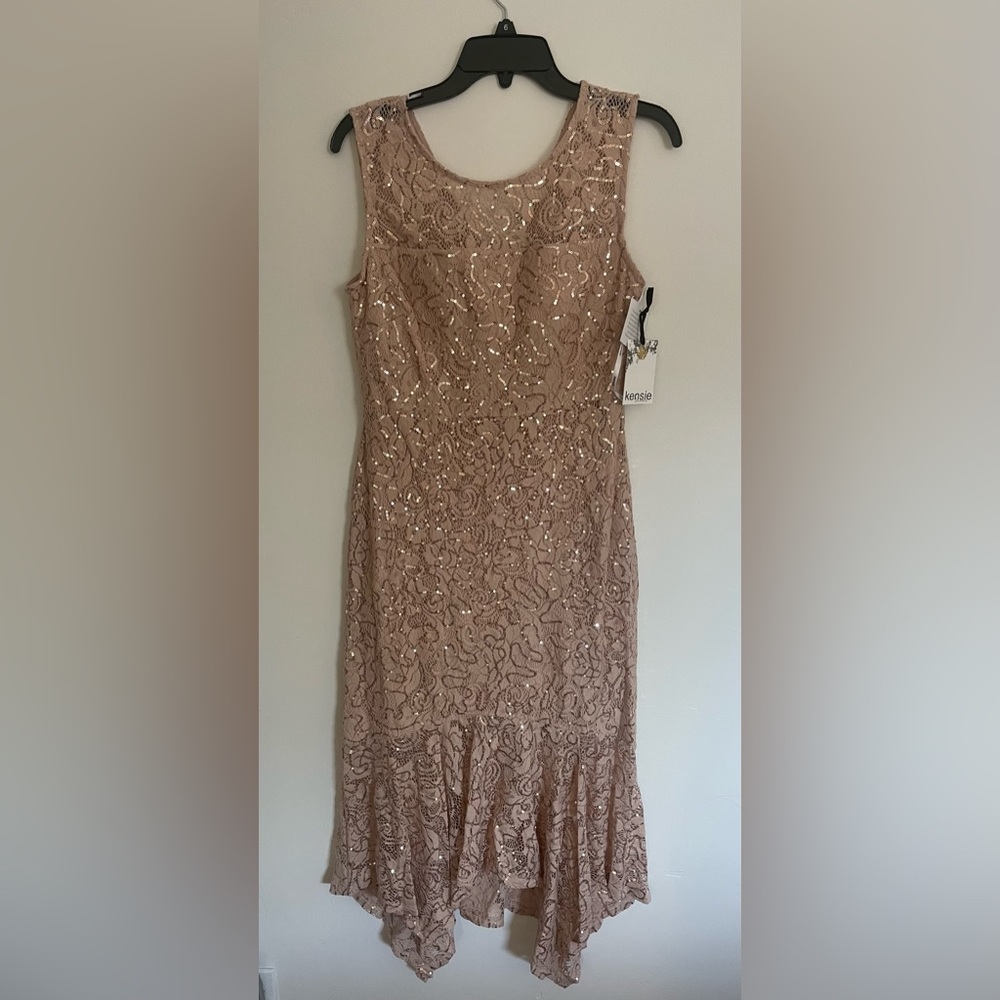 KENSIE Sequin Asymmetric Midi Dress